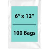 Clear poly bags flat 1.25 Mil 6 inch(width) X 12 inch(Height) Pack of 100 Bags