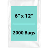 Clear poly bags flat 1.25 Mil 6 inch(width) X 12 inch(Height) Pack of 2000 Bags