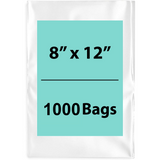 8X12 inches Clear Flat Poly Bags 1.25Mil Open Top (LDPE)