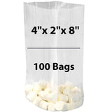 Clear Gusseted Poly Bags 1.5 Mil 4 inch X 2 inch X 8 inch Pack of 100 Bags