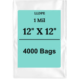 12" X 12" 1 Mil Std Linear LDPE Clear Flat Poly Bags