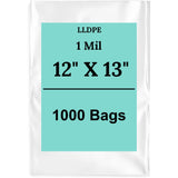 12" X 13" 1 Mil Std Linear LDPE Clear Flat Poly Bags