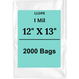 12" X 13" 1 Mil Std Linear LDPE Clear Flat Poly Bags