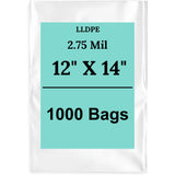 12" X 14" 2.75 Mil Extra Heavy Duty Linear LDPE Clear Flat Poly Bags