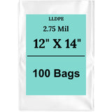 12" X 14" 2.75 Mil Extra Heavy Duty Linear LDPE Clear Flat Poly Bags