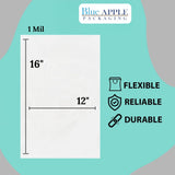 12" X 16" 1 Mil Clear Std Linear LDPE Flat Poly Bags