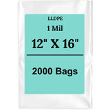 12" X 16" 1 Mil Clear Std Linear LDPE Flat Poly Bags