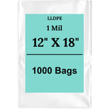 12" X 18" 1 Mil Clear Std Linear LDPE Flat Poly Bags