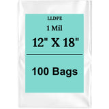 12" X 18" 1 Mil Clear Std Linear LDPE Flat Poly Bags