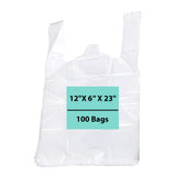 T Shirt Bags 12" X 6" X 23" 100 Bags