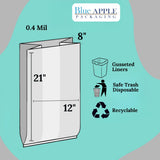 12" X 8" X 21" 7 Gal Clear LLDPE Trash Can Liners 0.4 Mil