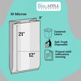 12" X 8" X 21" 7-10 Gal White LDPE Trash Can Liners 10 Mic