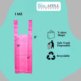 12" X 8" X 24" 0.65 Mil Magenta Plastronic HDPE T-Shirt Bags
