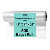 12X8X26 in 1 Mil LDPE equipment covers, 500 bags on roll