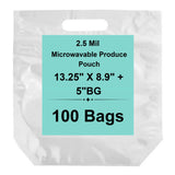 Clear polypropylene vegetable steam pouch for grocery produce packaging