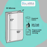 13" X 4" X 17" 4-7 Gal White LDPE Trash Can Liners 10 Mic