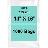 14" X 16" 2.75 Mil Extra Heavy Duty Linear LDPE Clear Flat Poly Bags