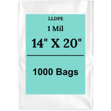 14" X 20" 1 Mil Clear Std Linear LDPE Flat Poly Bags
