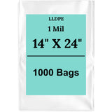 15X24 1 Mil Clear Std Linear LDPE Flat Poly Bags