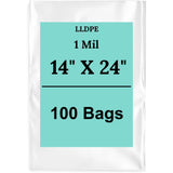 15X24 1 Mil Clear Std Linear LDPE Flat Poly Bags