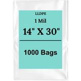 14" X 30" 1 Mil Clear Std Linear LDPE Flat Poly Bags