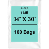 14" X 30" 1 Mil Clear Std Linear LDPE Flat Poly Bags