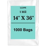 14" X 36" 1 Mil Clear Std Linear LDPE Flat Poly Bags