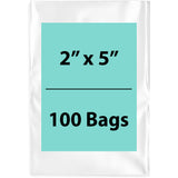 2X5 inches Clear Flat Poly Bags 1.5Mil Open Top (LDPE)