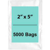 2X5 inches Clear Flat Poly Bags 1.5Mil Open Top (LDPE)