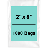 2X8 inches Clear Flat Poly Bags 1.5Mil Open Top (LDPE)