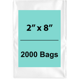 2X8 inches Clear Flat Poly Bags 1.5Mil Open Top (LDPE)
