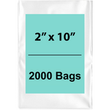 2X10 inches Clear Flat Poly Bags 1.5Mil Open Top (LDPE)