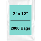 Clear poly bags flat 2"x12" 1.5 Mil 2000 Bags