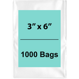 Clear Flat Poly Bags 3"x6" 1000 Bags 1.5 Mil