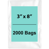 Clear Poly Bags 3"x8" 1.5 Mil 2000 Bags