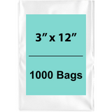 Clear Flat Poly Bags 3"X12" 1000 Bags