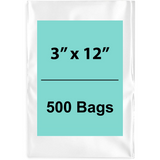 Clear Flat Poly Bags 3"X12" 500 Bags