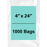 Clear poly bags 1.5 Mil 4"x24" LDPE 1000 Bags