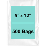 5X12 inches Clear Flat Poly Bags 1.5Mil Open Top (LDPE)