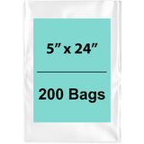 5X24 inches Clear Flat Poly Bags 1.5Mil Open Top (LDPE)