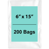 Clear Poly bags 6"x 15" 1.5 Mil 200 Bags