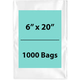 6X20 inches Clear Flat Poly Bags 1.5Mil Open Top (LDPE)