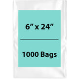 6X24 inches Clear Flat Poly Bags 1.5Mil Open Top (LDPE)