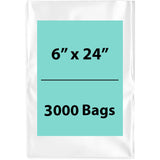 LDPE Clear Poly Bags 6X24 inches 3000 Bags