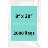 8X20 inches Clear Flat Poly Bags 1.5Mil Open Top (LDPE)