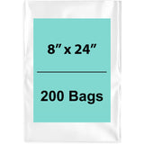 8X24 inches Clear Flat Poly Bags 1.5Mil Open Top (LDPE)