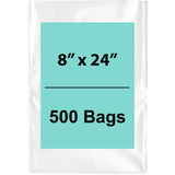 8X24 inches Clear Flat Poly Bags 1.5Mil Open Top (LDPE)
