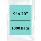 9X20 inches Clear Flat Poly Bags 1.5Mil Open Top (LDPE)