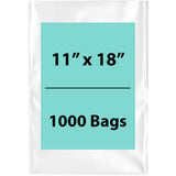 11X18 inches Clear Flat Poly Bags 1.5Mil Open Top (LDPE)