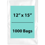 12X15 inches Clear Flat Poly Bags 1.5Mil Open Top (LDPE)